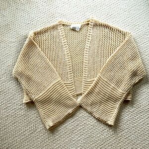 Cream knit cropped Anthropology cardigan